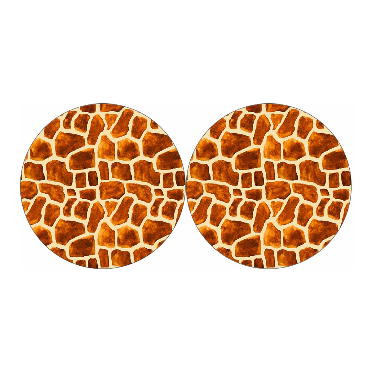 Brown Watercolor Giraffe Pattern Print Car Coasters