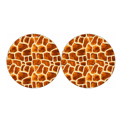 Brown Watercolor Giraffe Pattern Print Car Coasters