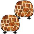 Brown Watercolor Giraffe Pattern Print Car Headrest Covers