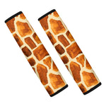 Brown Watercolor Giraffe Pattern Print Car Seat Belt Covers