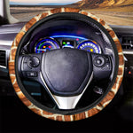 Brown Watercolor Giraffe Pattern Print Car Steering Wheel Cover