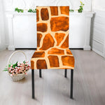 Brown Watercolor Giraffe Pattern Print Dining Chair Slipcover