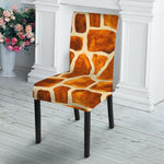 Brown Watercolor Giraffe Pattern Print Dining Chair Slipcover