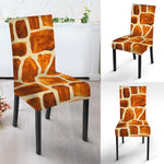Brown Watercolor Giraffe Pattern Print Dining Chair Slipcover