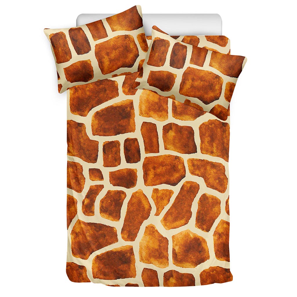 Brown Watercolor Giraffe Pattern Print Duvet Cover Bedding Set