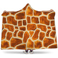 Brown Watercolor Giraffe Pattern Print Hooded Blanket