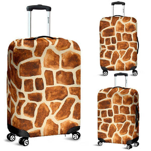 Brown Watercolor Giraffe Pattern Print Luggage Cover GearFrost