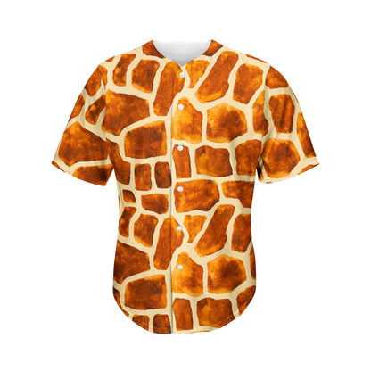 Brown Watercolor Giraffe Pattern Print Men's Baseball Jersey
