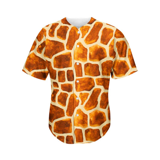 Brown Watercolor Giraffe Pattern Print Men's Baseball Jersey