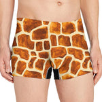 Brown Watercolor Giraffe Pattern Print Men's Boxer Briefs