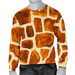 Brown Watercolor Giraffe Pattern Print Men's Crewneck Sweatshirt GearFrost