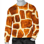 Brown Watercolor Giraffe Pattern Print Men's Crewneck Sweatshirt GearFrost