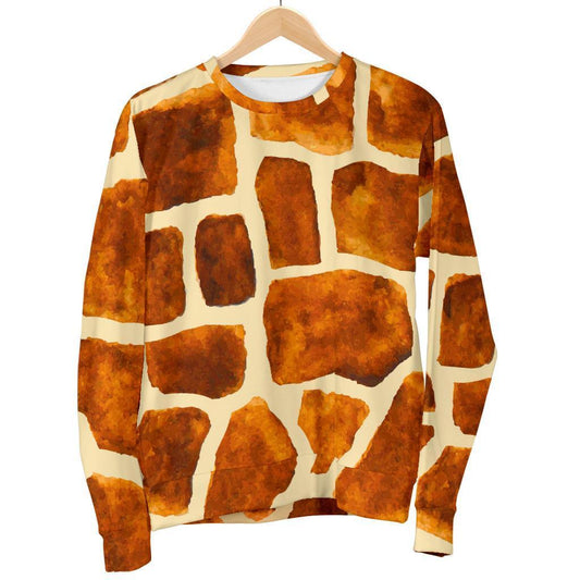 Brown Watercolor Giraffe Pattern Print Men's Crewneck Sweatshirt GearFrost