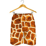 Brown Watercolor Giraffe Pattern Print Men's Shorts