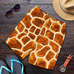 Brown Watercolor Giraffe Pattern Print Men's Shorts