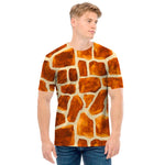 Brown Watercolor Giraffe Pattern Print Men's T-Shirt