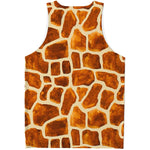 Brown Watercolor Giraffe Pattern Print Men's Tank Top