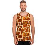 Brown Watercolor Giraffe Pattern Print Men's Tank Top
