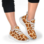 Brown Watercolor Giraffe Pattern Print Mesh Knit Shoes GearFrost