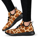 Brown Watercolor Giraffe Pattern Print Mesh Knit Shoes GearFrost
