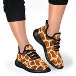 Brown Watercolor Giraffe Pattern Print Mesh Knit Shoes GearFrost