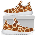 Brown Watercolor Giraffe Pattern Print Mesh Knit Shoes GearFrost