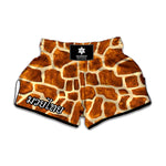 Brown Watercolor Giraffe Pattern Print Muay Thai Boxing Shorts