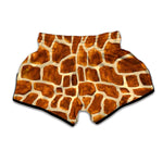 Brown Watercolor Giraffe Pattern Print Muay Thai Boxing Shorts