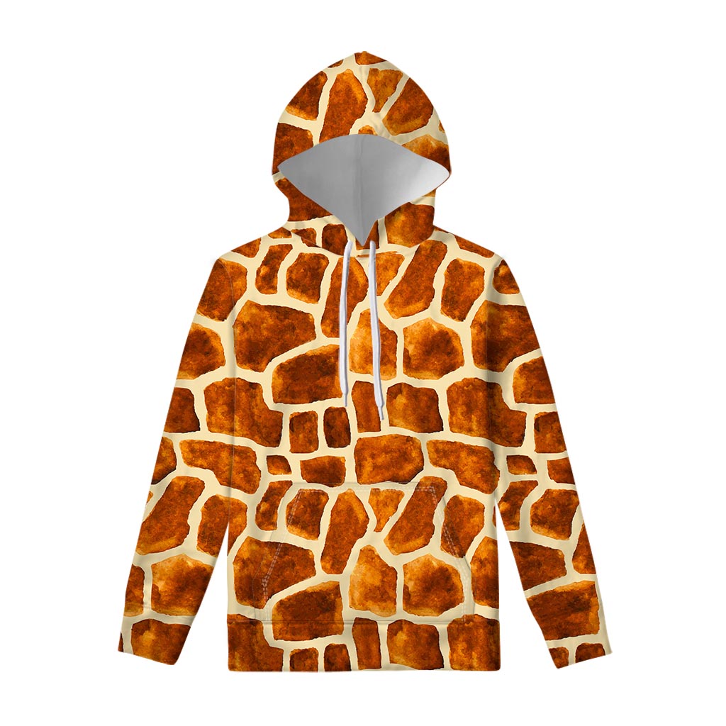 Brown Watercolor Giraffe Pattern Print Pullover Hoodie