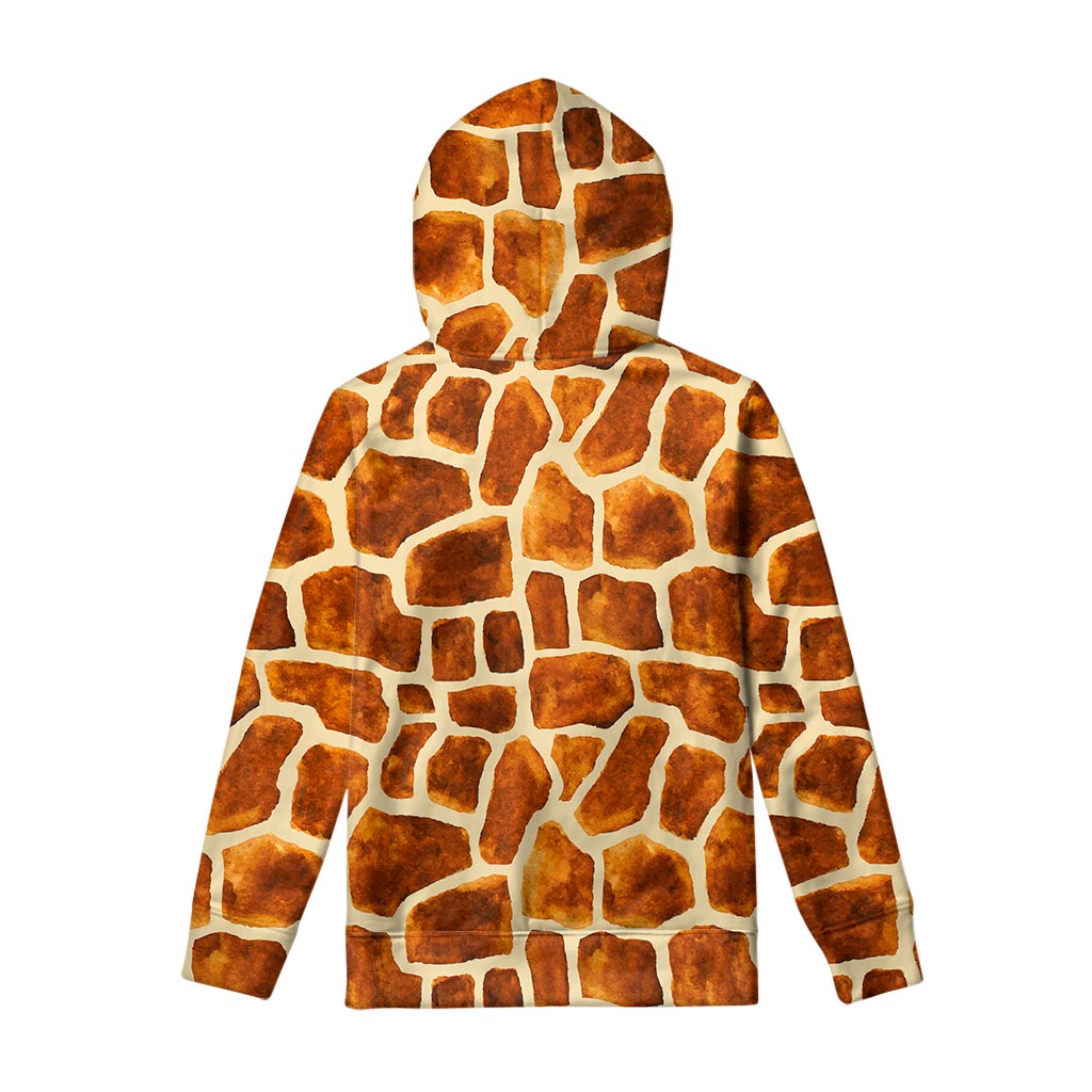 Brown Watercolor Giraffe Pattern Print Pullover Hoodie