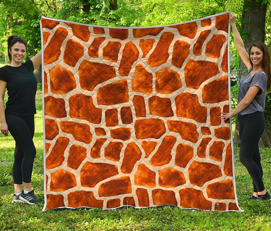 Brown Watercolor Giraffe Pattern Print Quilt