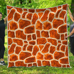 Brown Watercolor Giraffe Pattern Print Quilt