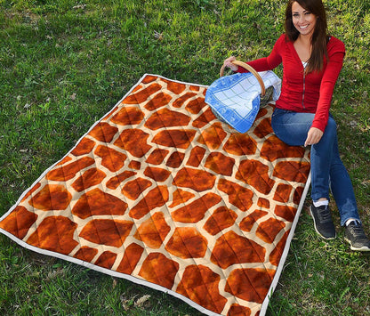 Brown Watercolor Giraffe Pattern Print Quilt