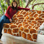Brown Watercolor Giraffe Pattern Print Quilt