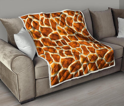 Brown Watercolor Giraffe Pattern Print Quilt