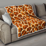 Brown Watercolor Giraffe Pattern Print Quilt