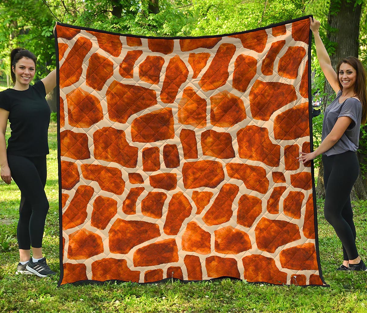 Brown Watercolor Giraffe Pattern Print Quilt