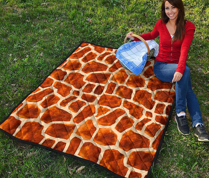 Brown Watercolor Giraffe Pattern Print Quilt