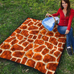 Brown Watercolor Giraffe Pattern Print Quilt