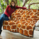 Brown Watercolor Giraffe Pattern Print Quilt