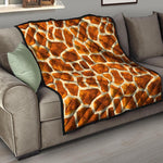 Brown Watercolor Giraffe Pattern Print Quilt