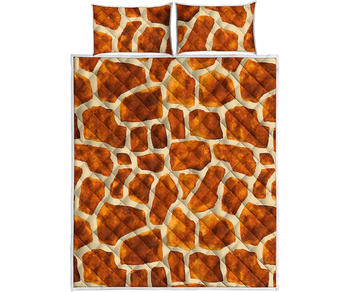 Brown Watercolor Giraffe Pattern Print Quilt Bed Set
