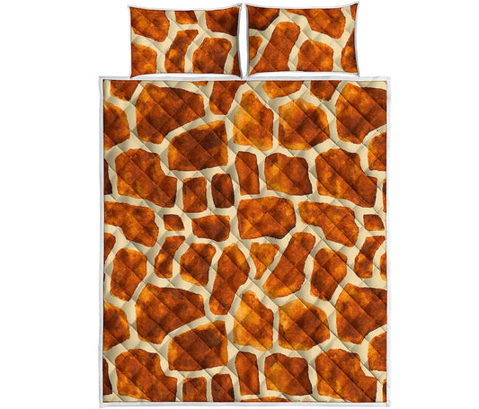 Brown Watercolor Giraffe Pattern Print Quilt Bed Set