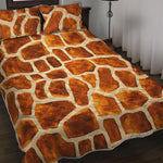 Brown Watercolor Giraffe Pattern Print Quilt Bed Set
