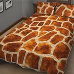 Brown Watercolor Giraffe Pattern Print Quilt Bed Set