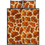 Brown Watercolor Giraffe Pattern Print Quilt Bed Set