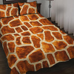 Brown Watercolor Giraffe Pattern Print Quilt Bed Set