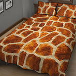 Brown Watercolor Giraffe Pattern Print Quilt Bed Set