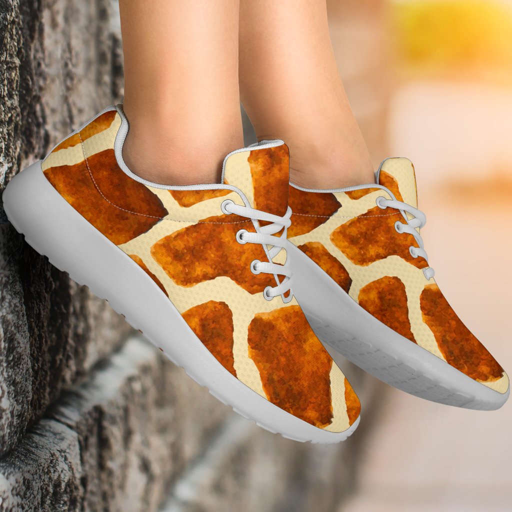 Brown Watercolor Giraffe Pattern Print Sport Shoes GearFrost