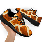 Brown Watercolor Giraffe Pattern Print Sport Shoes GearFrost